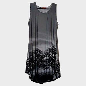 Simply Aster Sleeveless Gray/Black Tree Shift Dress - Excellent Condition - 1XL